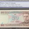 Banknotas - 20 Litų 1993 PCGS 66 OPQ Serija NAA Žemas Numeris