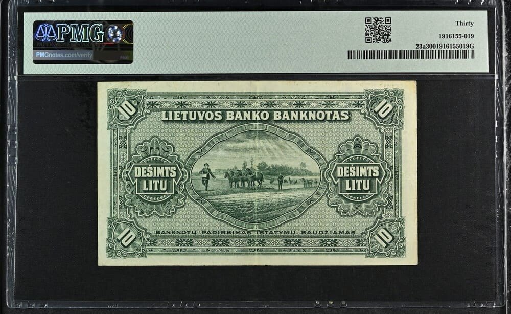 10 litų banknotas, 1927 m. laida – reversas
