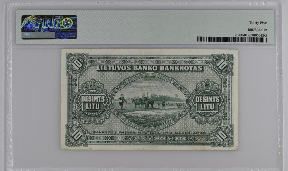 Banknotas - Lietuvos Bankas 10 Litų 1927m PMG 35 Serija G (2)
