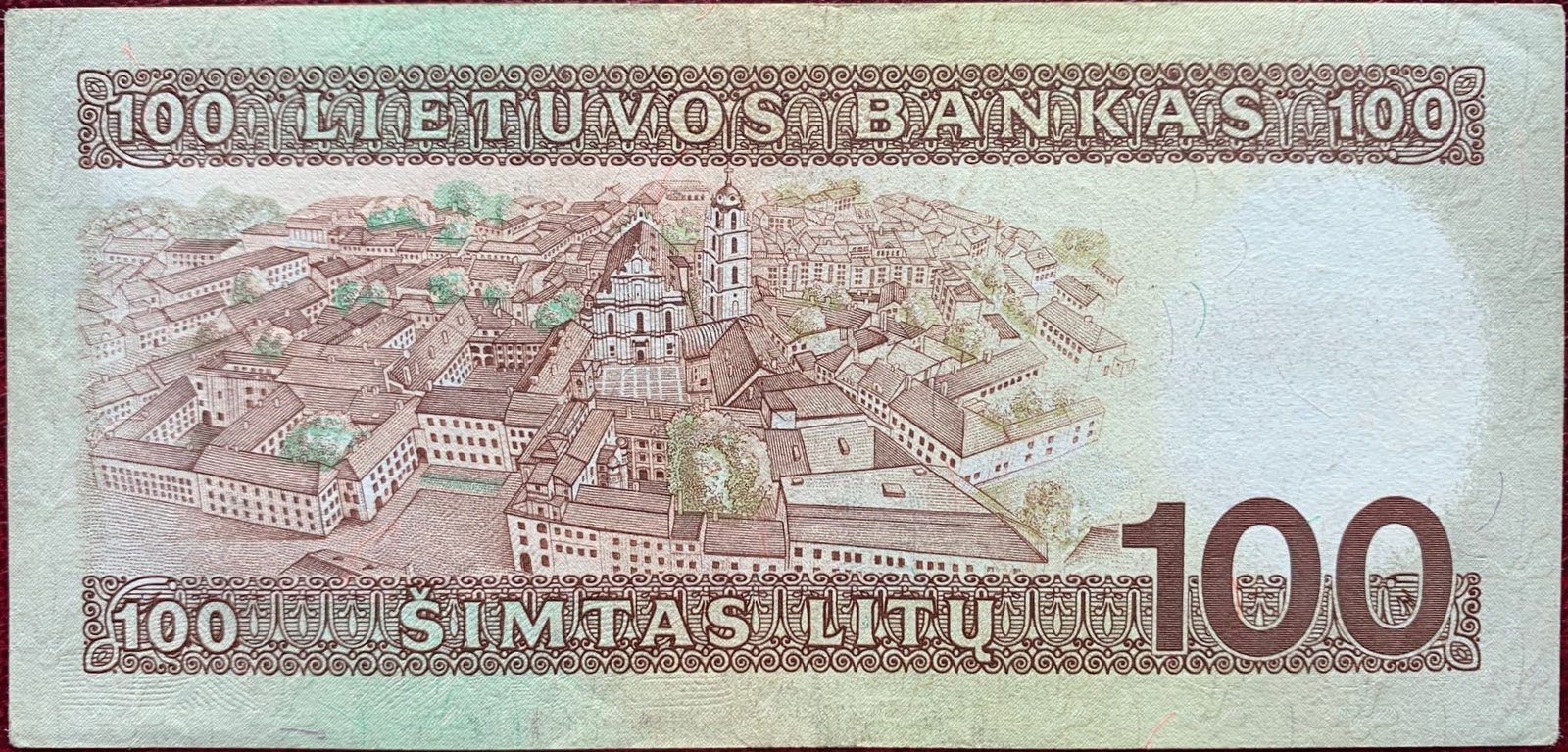 100 litų banknotas, 1991 m. laida – reversas