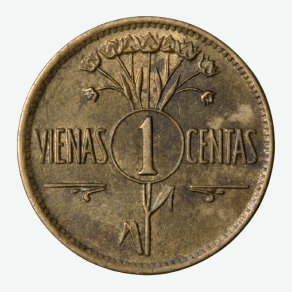 1925 m. Lietuvos 1 cento monetos reversas