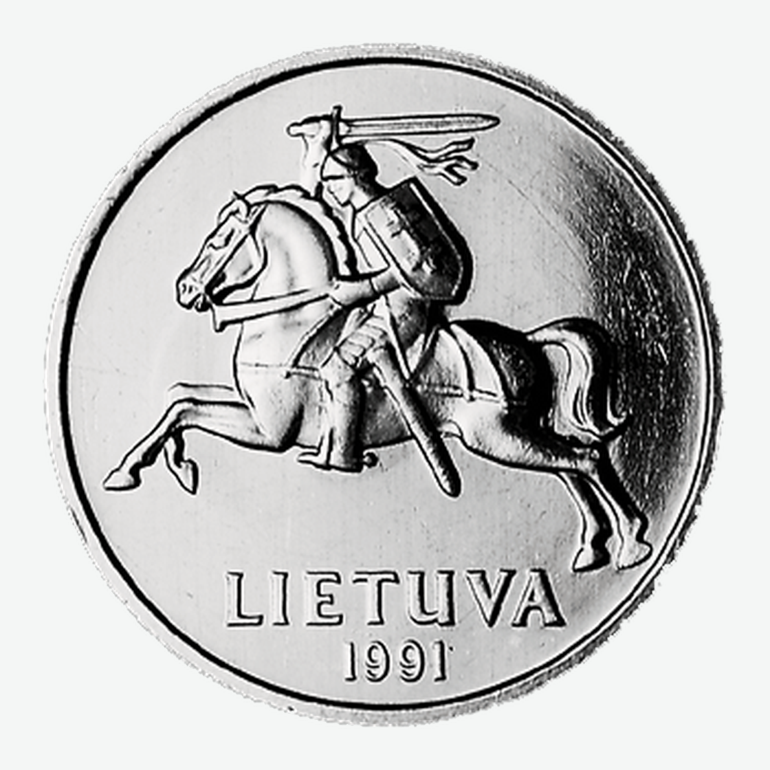 1991 m. Lietuvos 1 cento monetos aversas
