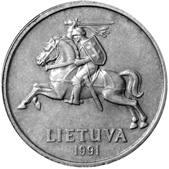 1991 m. Lietuvos 1 lito monetos aversas
