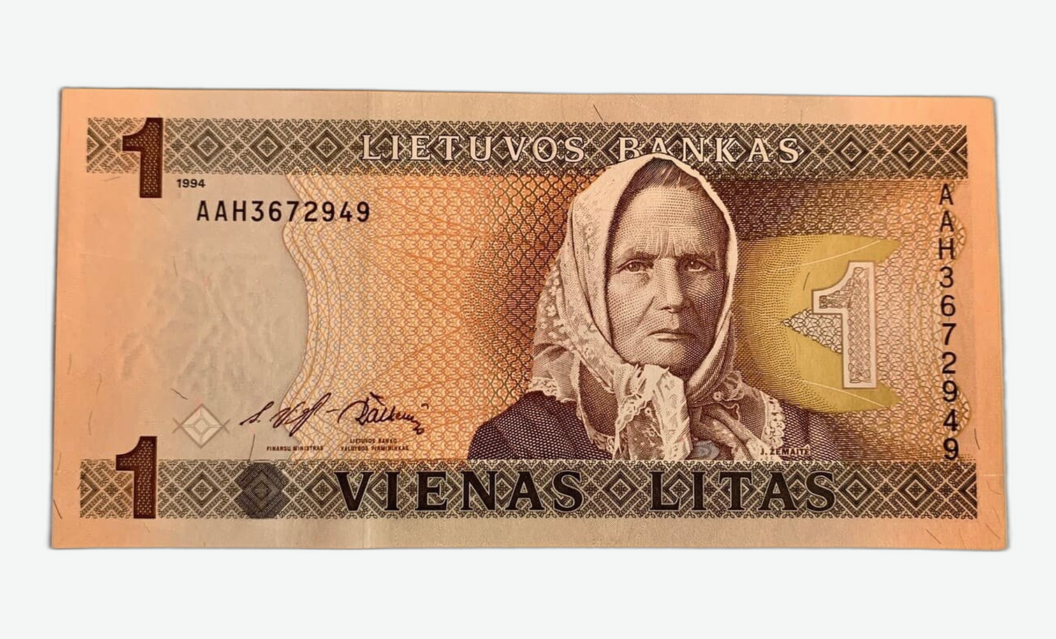 1994 m. Lietuvos 1 lito banknoto aversas