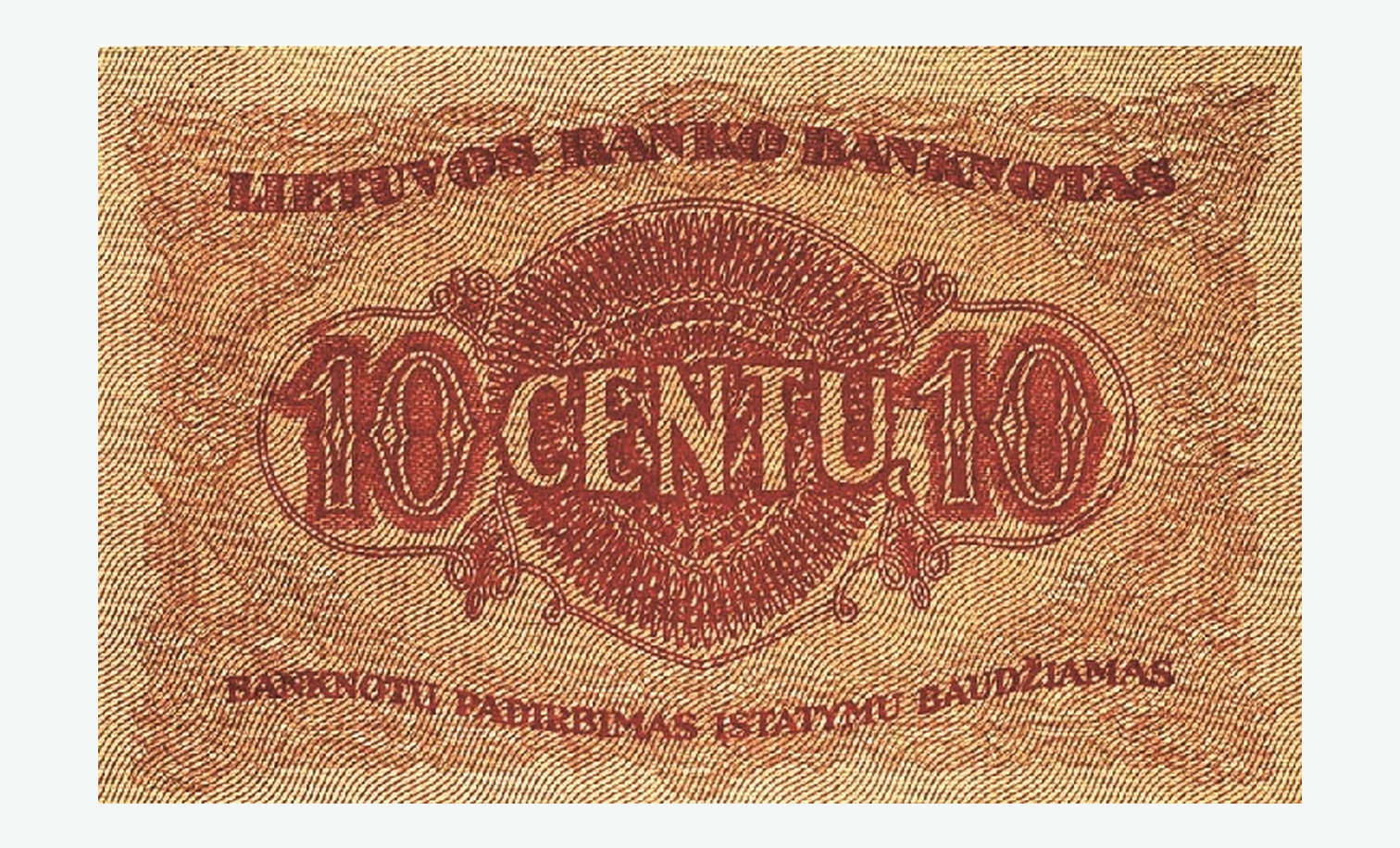1922 m. Lietuvos 10 centų banknoto reversas