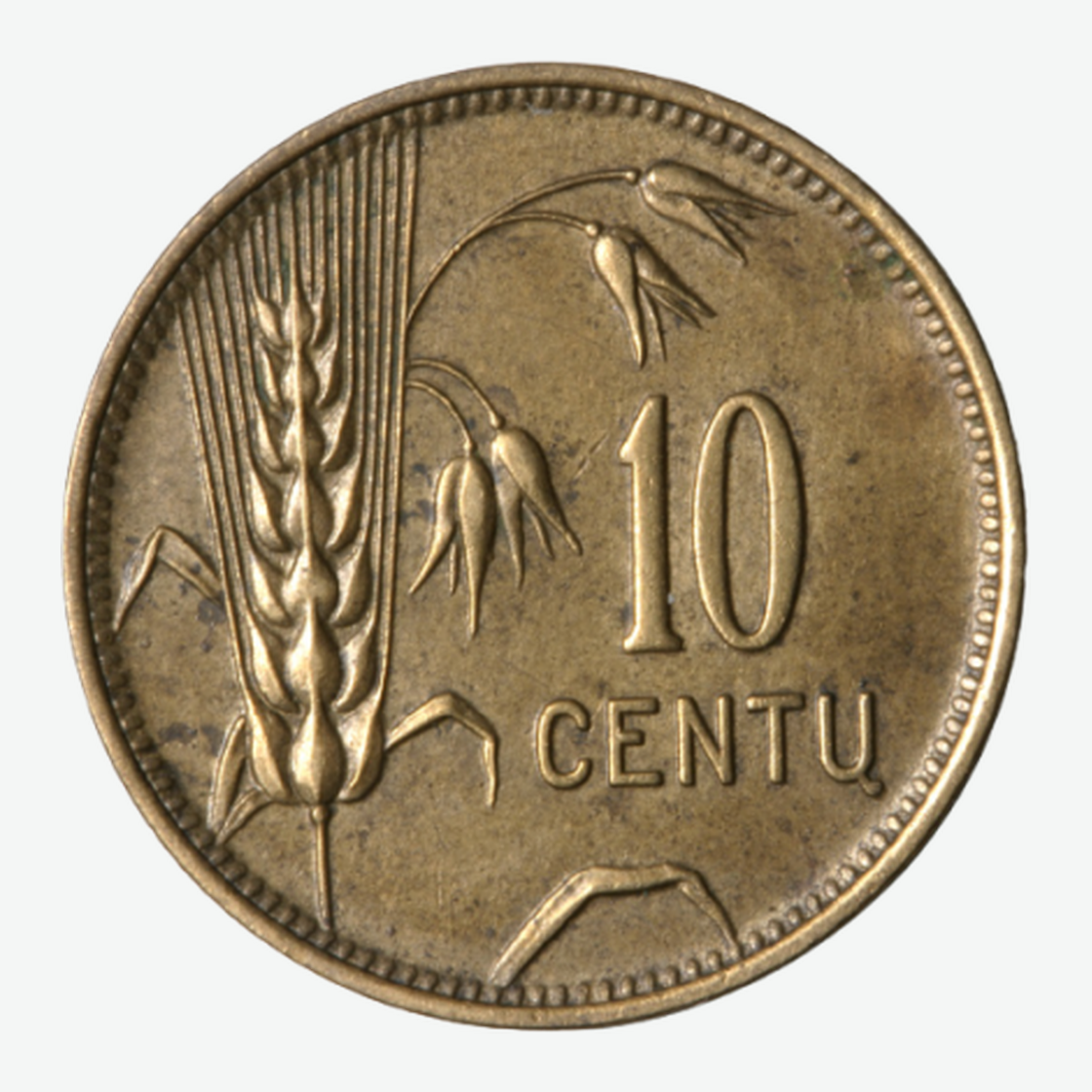 1925 m. Lietuvos 10 centų monetos reversas