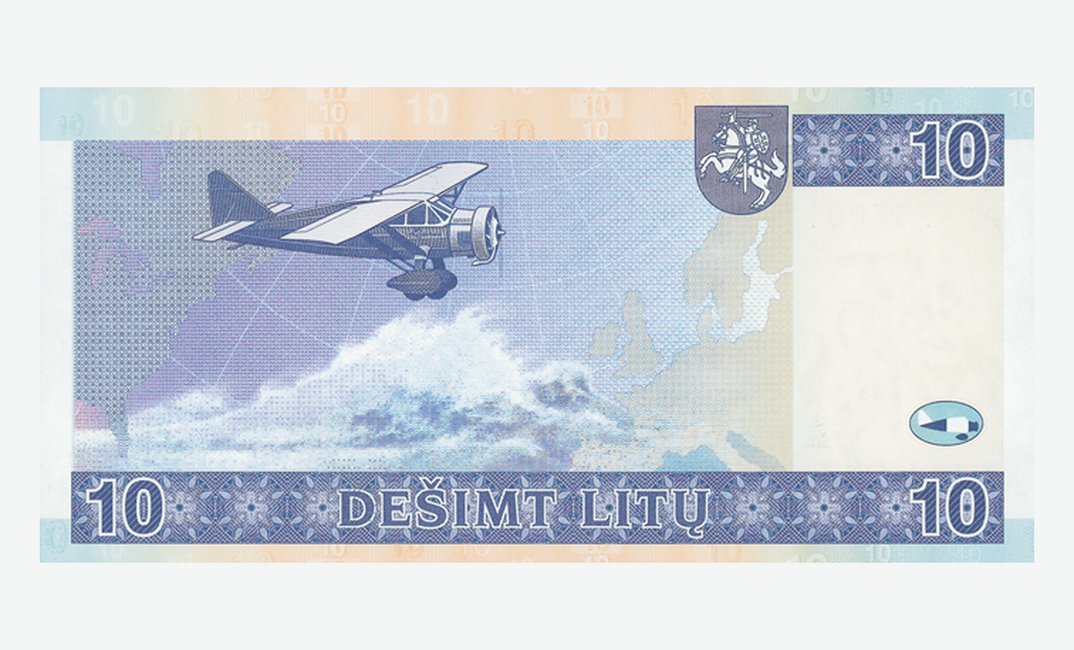2001 m. Lietuvos 10 litų banknoto reversas