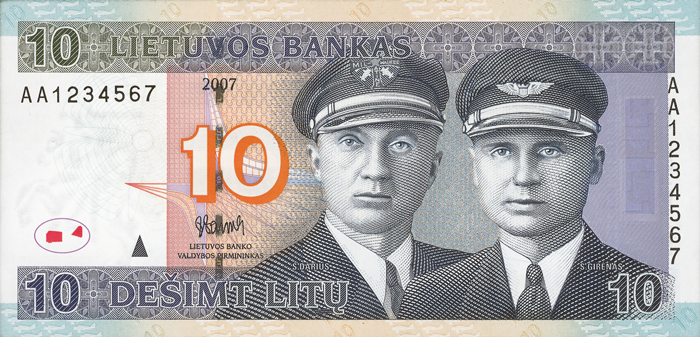 2007 m. Lietuvos 10 litų banknoto aversas