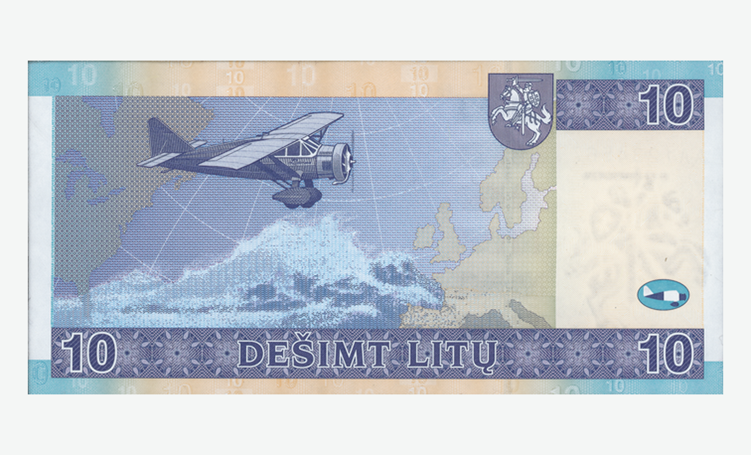 2007 m. Lietuvos 10 litų banknoto reversas