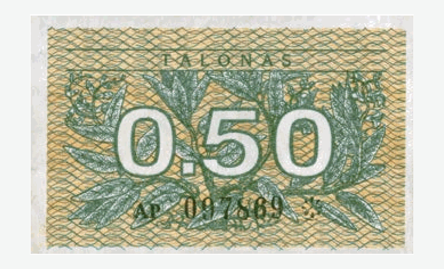 1991 m. reversas Lietuvos 0,50 talono talono reversas
