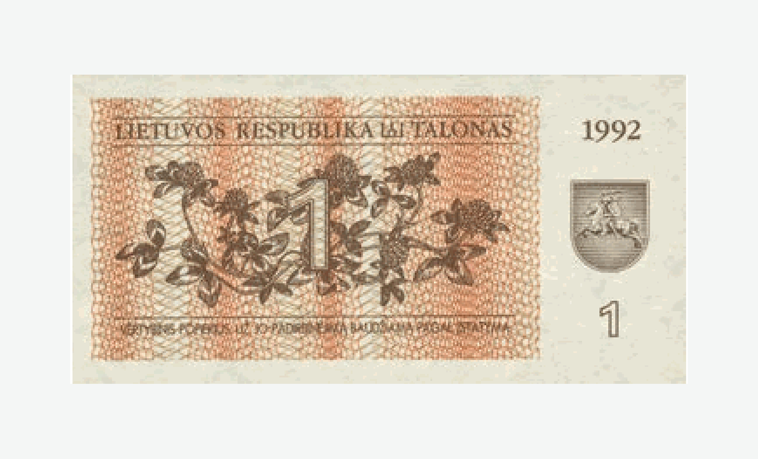 1992 m. aversas Lietuvos 1 talono talono aversas