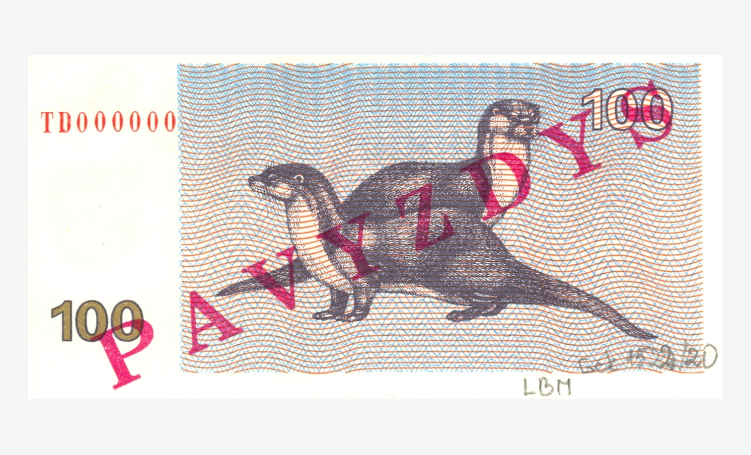 1992 m. aversas Lietuvos 100 talonų talono aversas