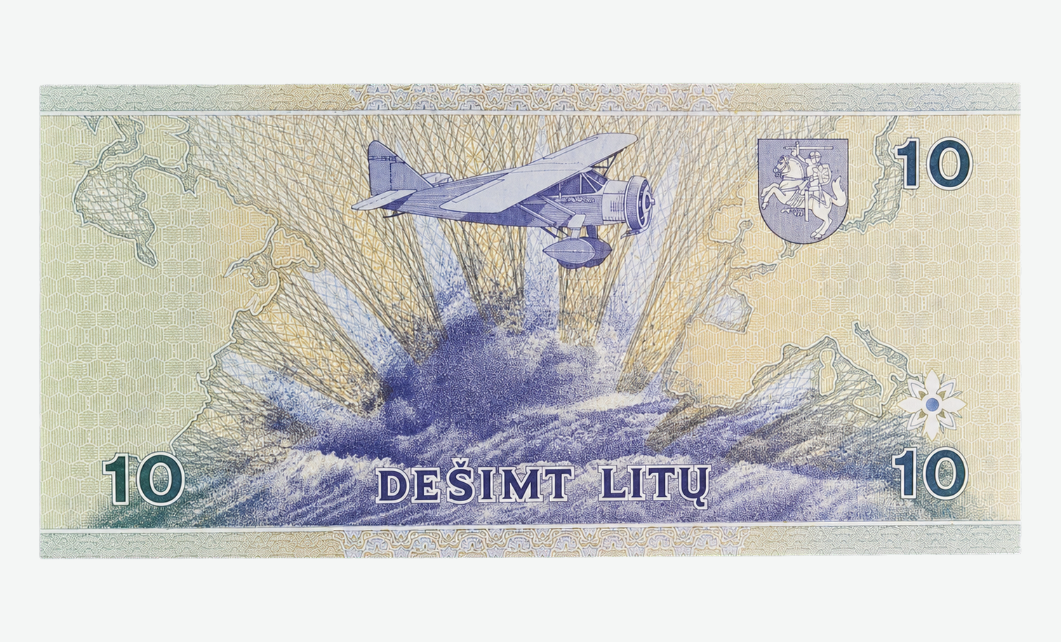 1997 m. Lietuvos 10 litų banknoto reversas