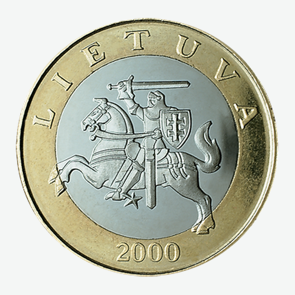 Nuo 1998 m. leistos Lietuvos 2 litų monetos aversas