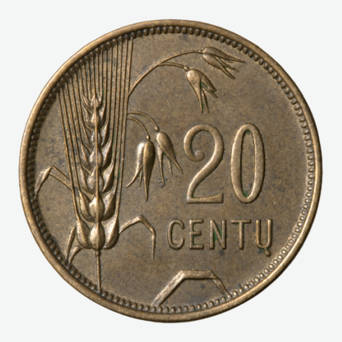 1925 m. Lietuvos 20 centų monetos reversas