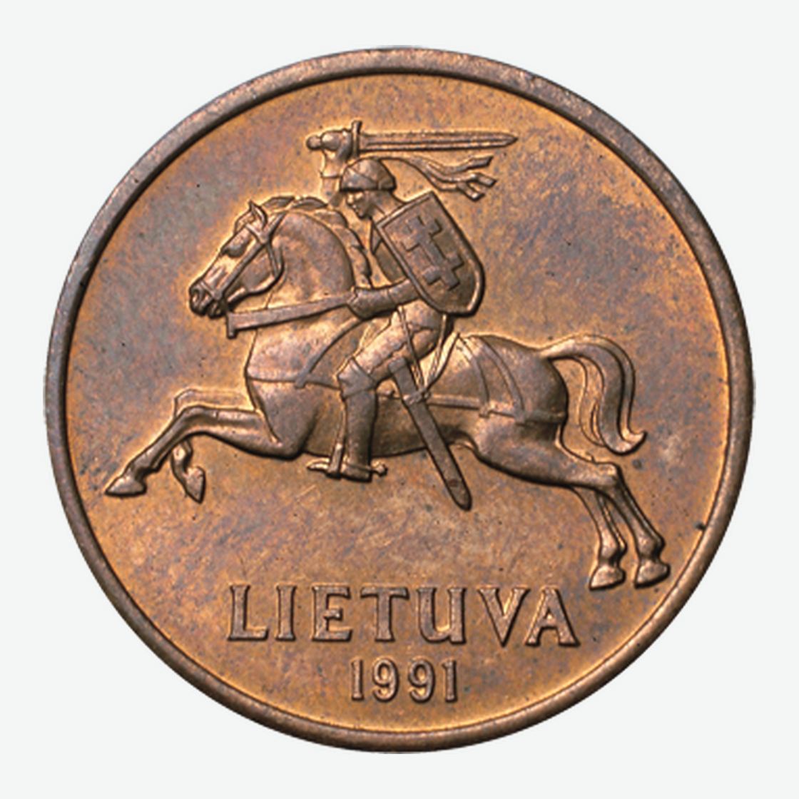 1991 m. Lietuvos 20 centų monetos aversas