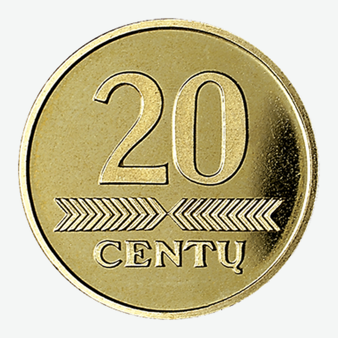Nuo 1997 m. leistos Lietuvos 20 centų monetos reversas