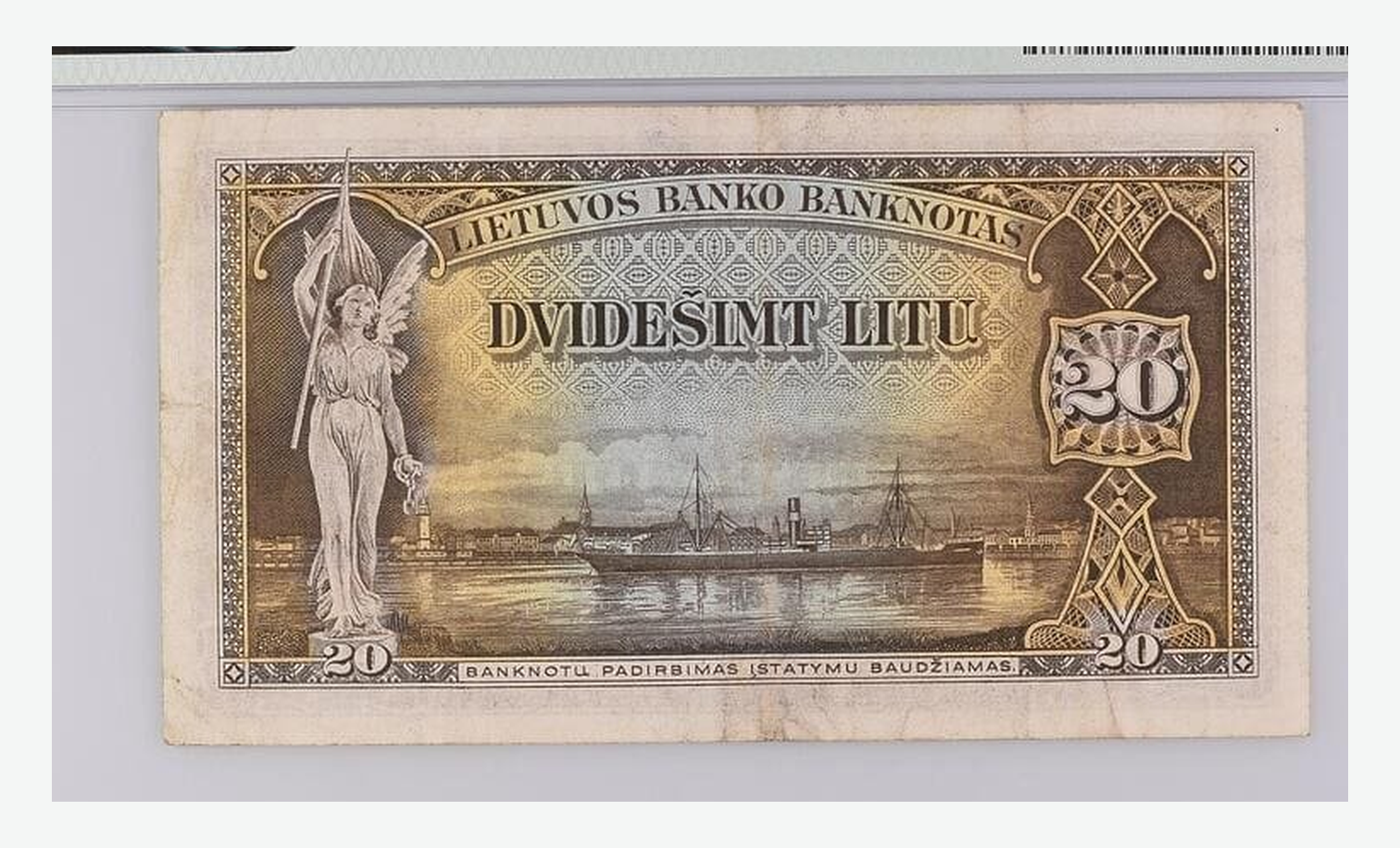 1930 m. Lietuvos 20 litų banknoto reversas