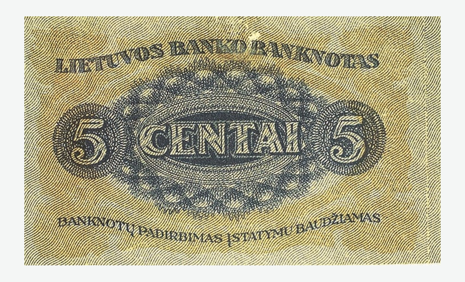 1922 m. Lietuvos 5 centų banknoto reversas