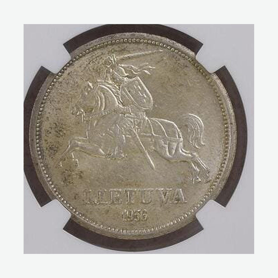 1936 m. Lietuvos 5 litų monetos su Jonu Basanavičiumi reversas