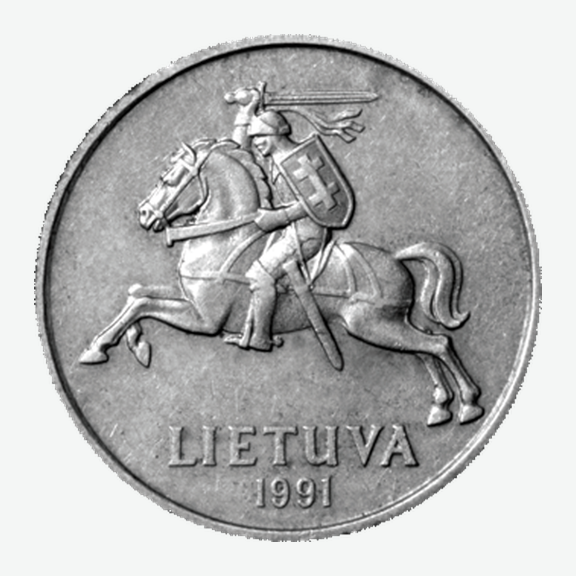 1991 m. Lietuvos 5 litų monetos aversas