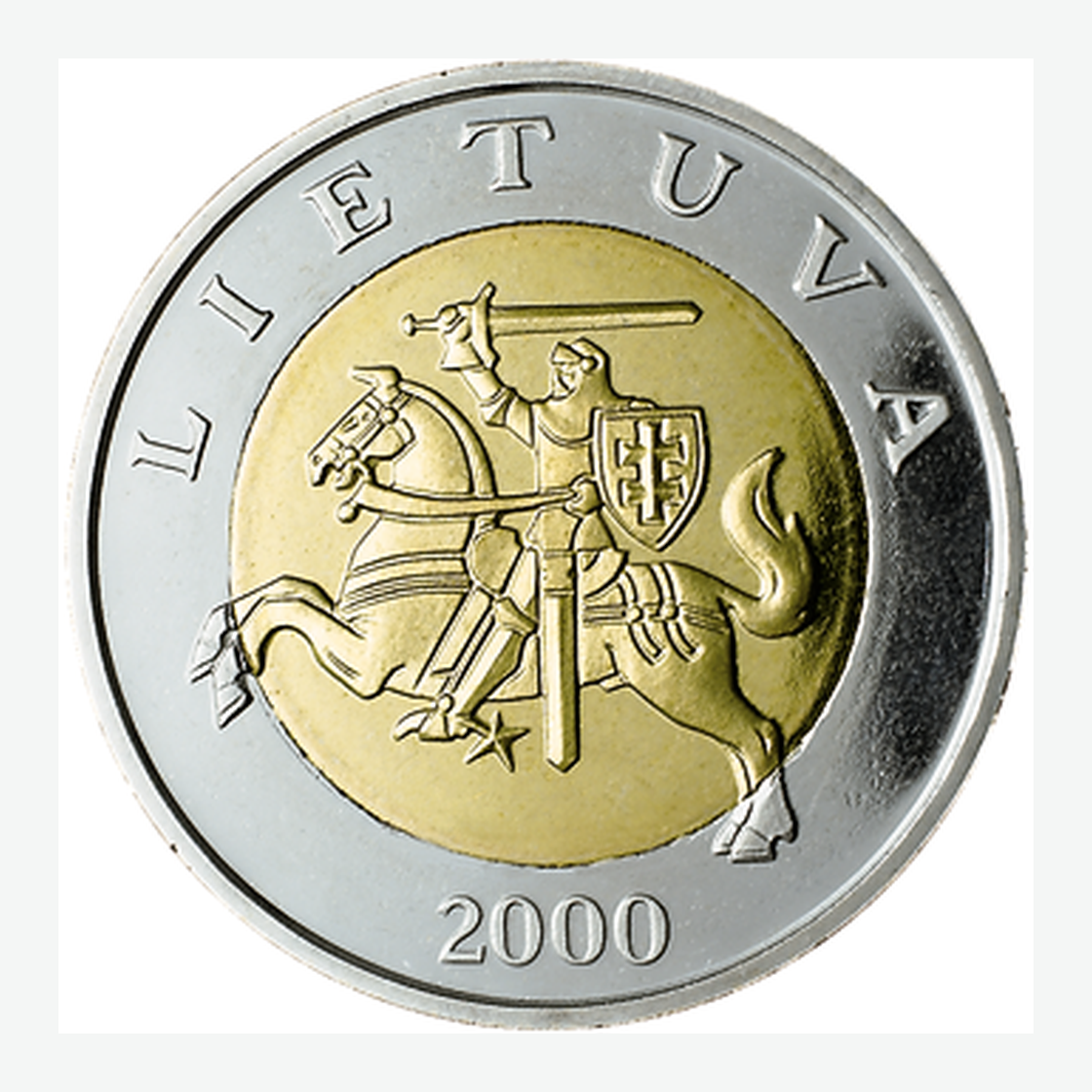 Nuo 1998 m. leistos Lietuvos 5 litų monetos aversas