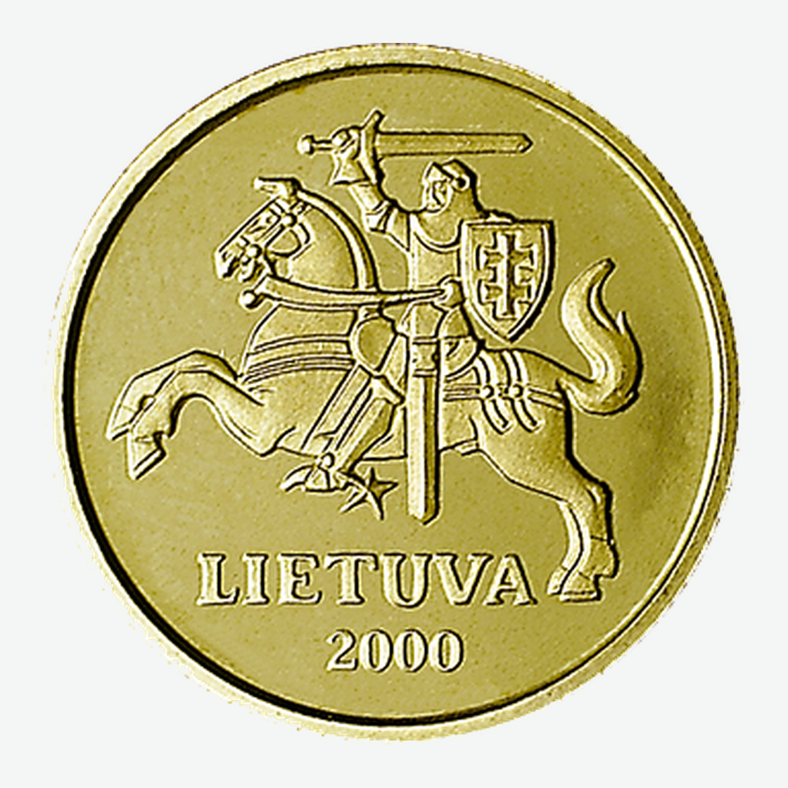 Nuo 1997 m. leistos Lietuvos 50 centų monetos aversas