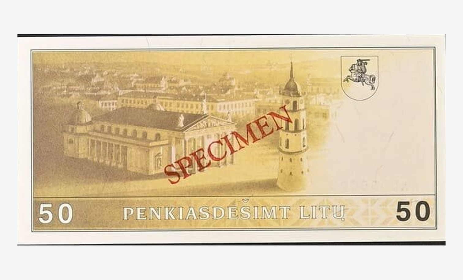 1991 m. Lietuvos 50 litų banknoto reversas
